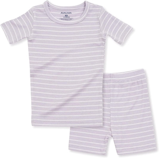 AVAUMA Stripe Pattern Baby Boys Girls Pajama Set Kids Toddler Snug fit Ribbed Sleepwear pjs for Daily Life Style