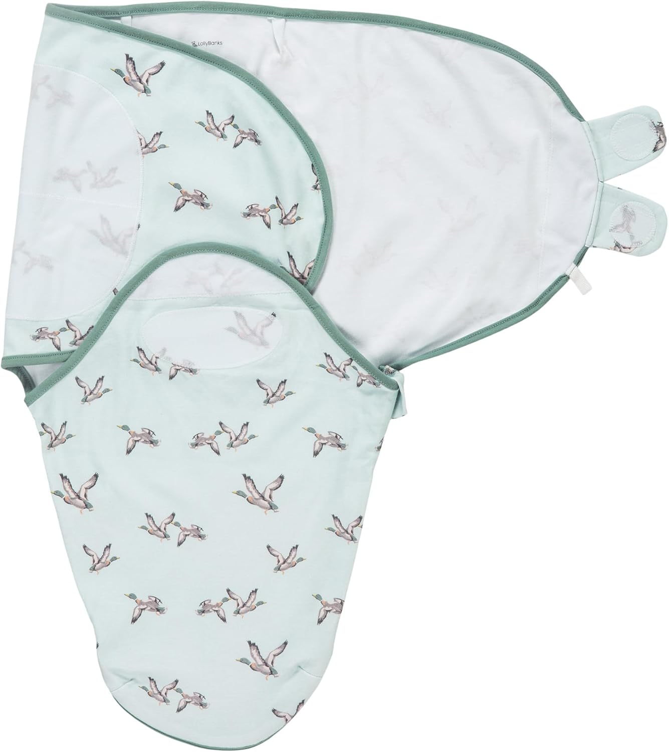 LollyBanks Baby Swaddles, 100% Organic Cotton Swaddle for Newborns Boys and Girls, 3-6 Months Swaddle Sacks with Easy Change Zipper, Newborn Swaddle Baby Registry (Mallard Duck Print)