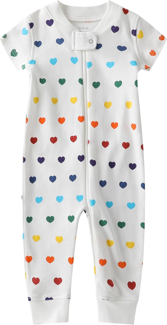 Owlivia Baby Boy Romper, Unisex Short-sleeve Summer Outfit, 100% Organic Cotton Girl One-Piece Jumpsuit