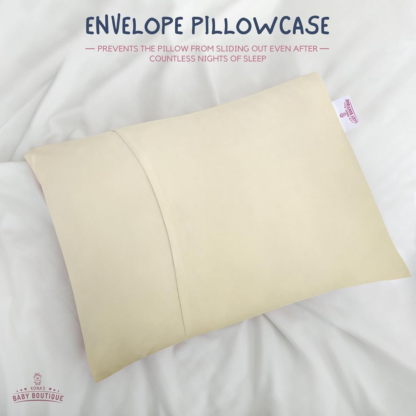 Creamy Yellow - Kona's Perfect Toddler Pillow with Softest Toddler Pillowcase - 13 x 18 inch Toddler Pillow - Toddler Pillow 2 Year Old, Toddler Pillow 3 Year Old