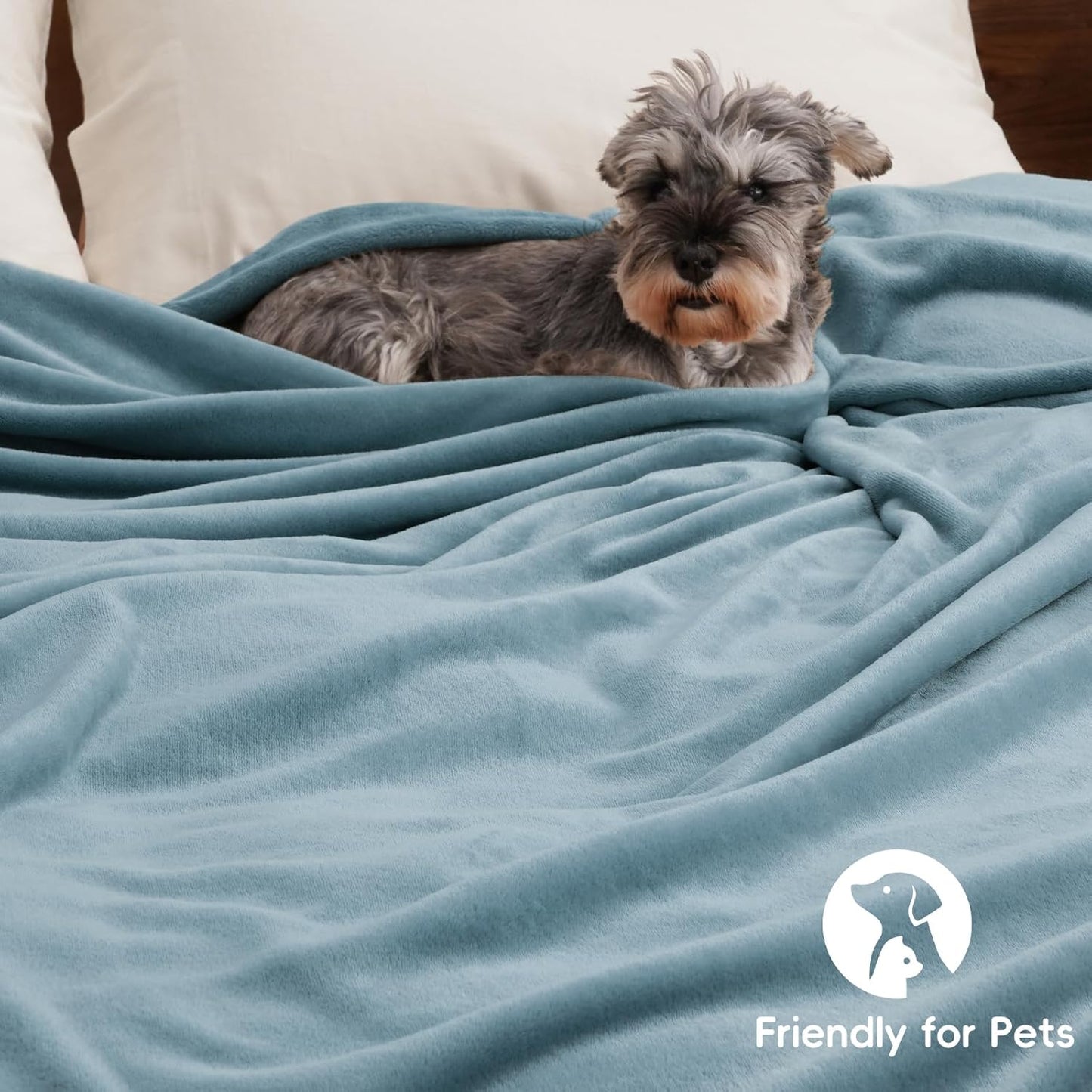 PHF Ultra Soft Fleece Throw Blanket, No Shed No Pilling Luxury Plush Cozy 300GSM Lightweight Blanket for Bed, Couch, Chair, Sofa Suitable for All Season, 50" x 60", Dusty Blue