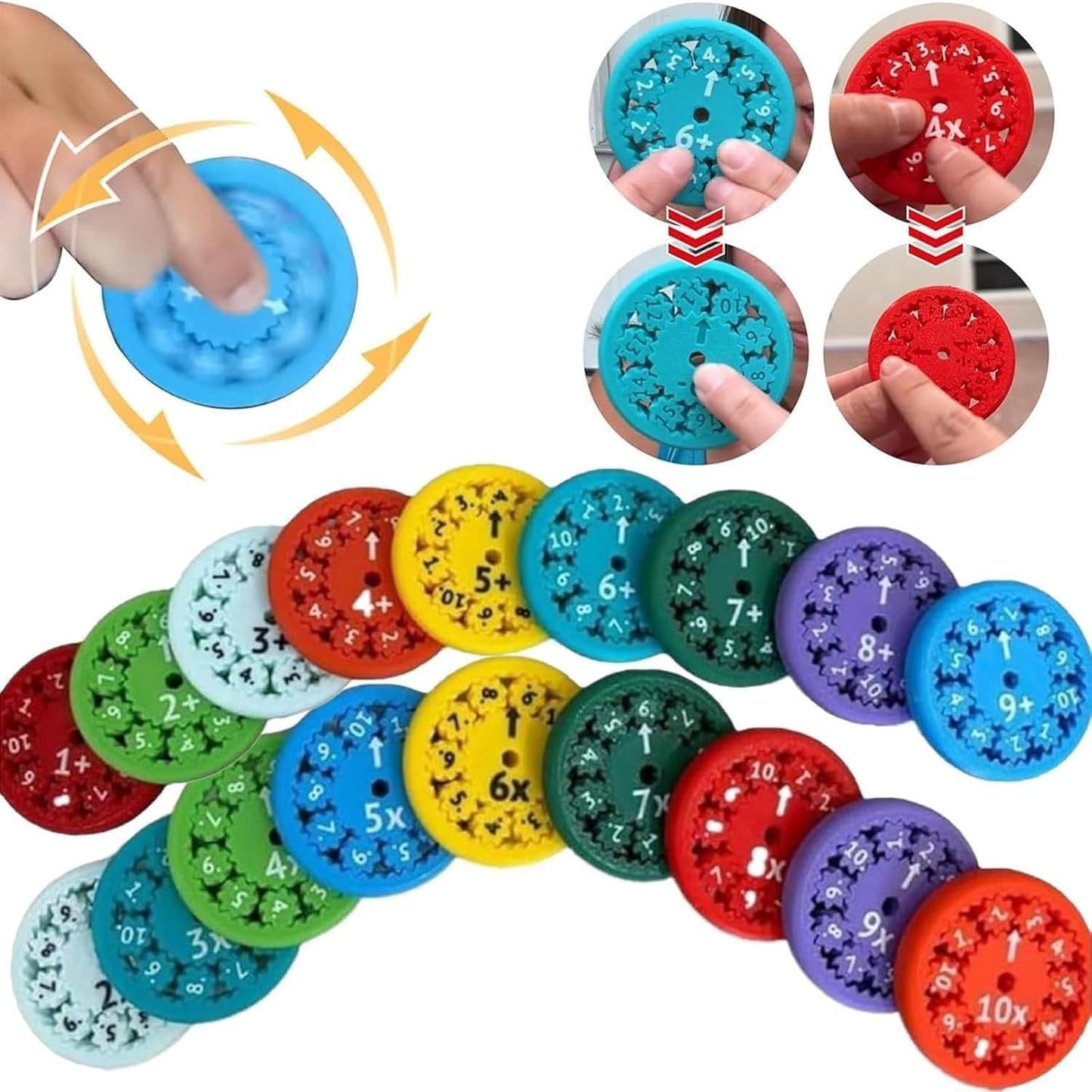 Math Fidget Spinners, Math Fact Fidget Spinners, Educational Math Fact Fidget Spinners, Math Fidget Toy, Fidgeters Who are Learning Math (Add Or Subtract 9pcs)