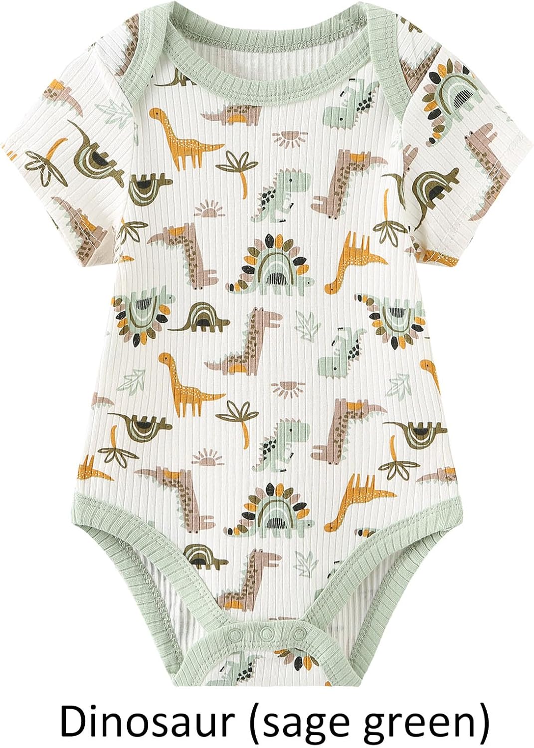 Baby Bodysuit 6 Pack Soft Mixed Ribbed Short Sleeve Romper Infant Boy Girl Clothes Set