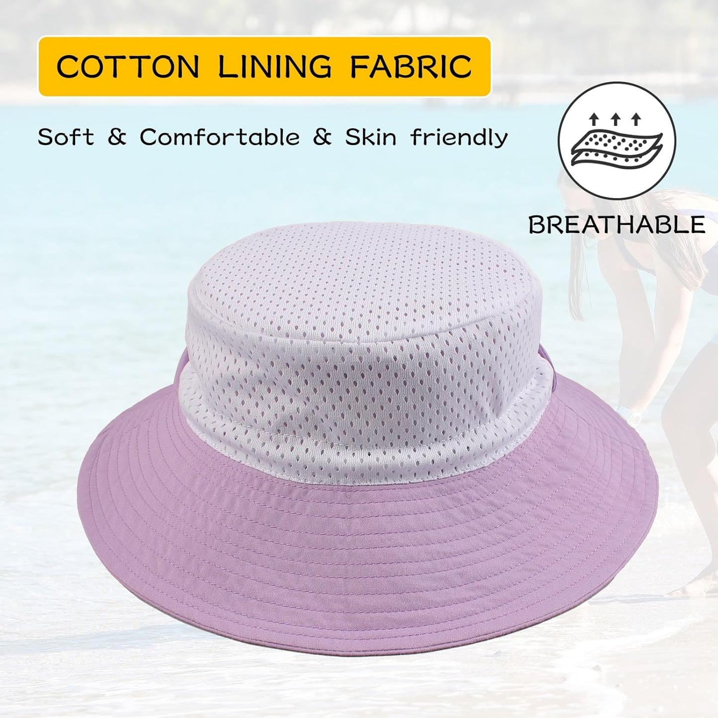 Peecabe Summer Baby Sun Hat for Boys Girls UPF 50+ Wide Brim Toddle Bucket Hat Adjustable Baby Beach Cap 0-8 Years