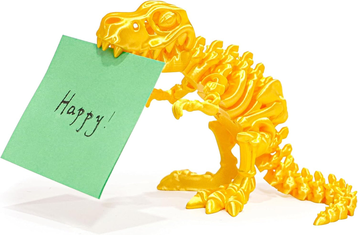 Flavery 3D Printed Dinosaur with Bones - 10 inch Flexible T-Rex Skeleton with Bones, 3D Fidget Toy, Birthday Gift, Dragon Collection, Desk Executive Toy - Gold