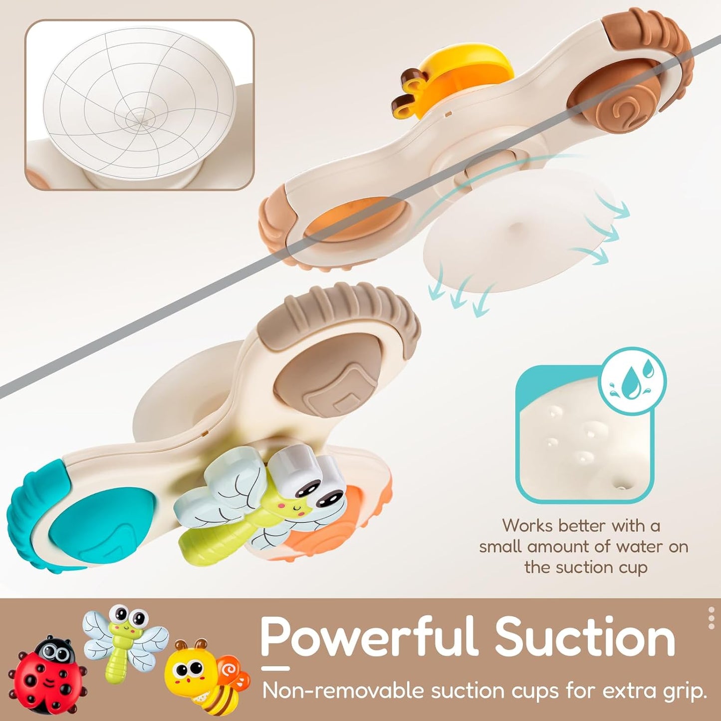 ALASOU 3PCS Pop Suction Cup Spinner Toys for 1 Year Old Boy Girl|Novelty Spinning Tops Toddler Toys Age 1-2|Sensory Baby Bath Toy for Toddlers 1-3|12 18 Months Boy Birthday Gift for Infant