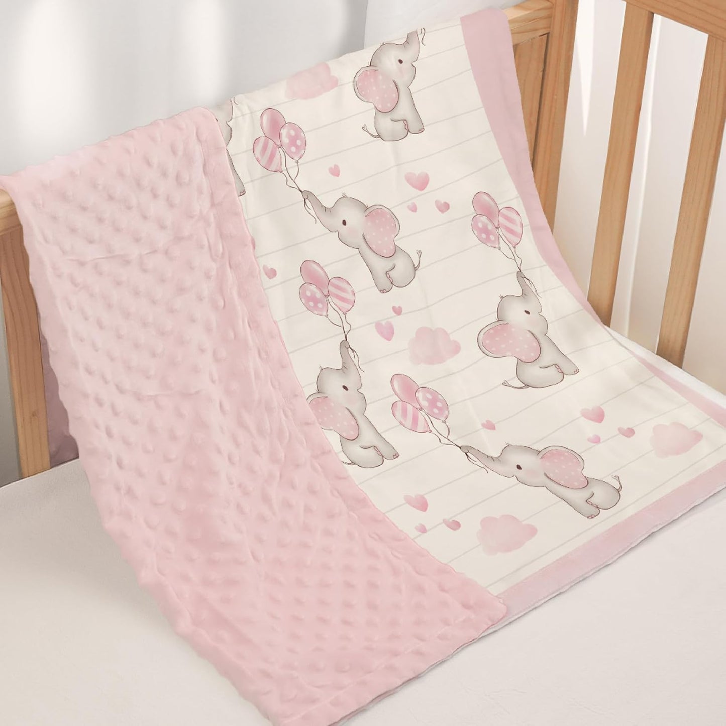 SANDJEST Elephant Kid Blanket for Girl - 30 x 40 Minky Throw Blankets for Girls - Gift for Kids on Birthday