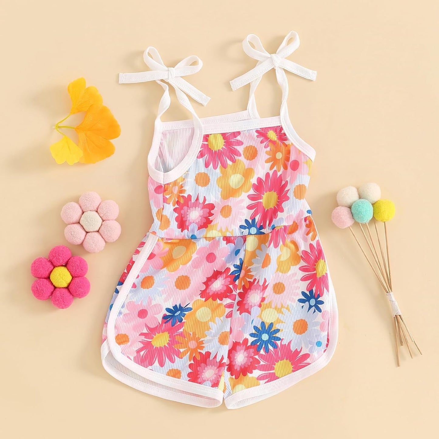 WZTYYDS Toddler Baby Girl Summer Clothes Floral Romper Tie-Up Strap Halter Jumpsuit Infant Summer Sling Playsuit 6M-3T