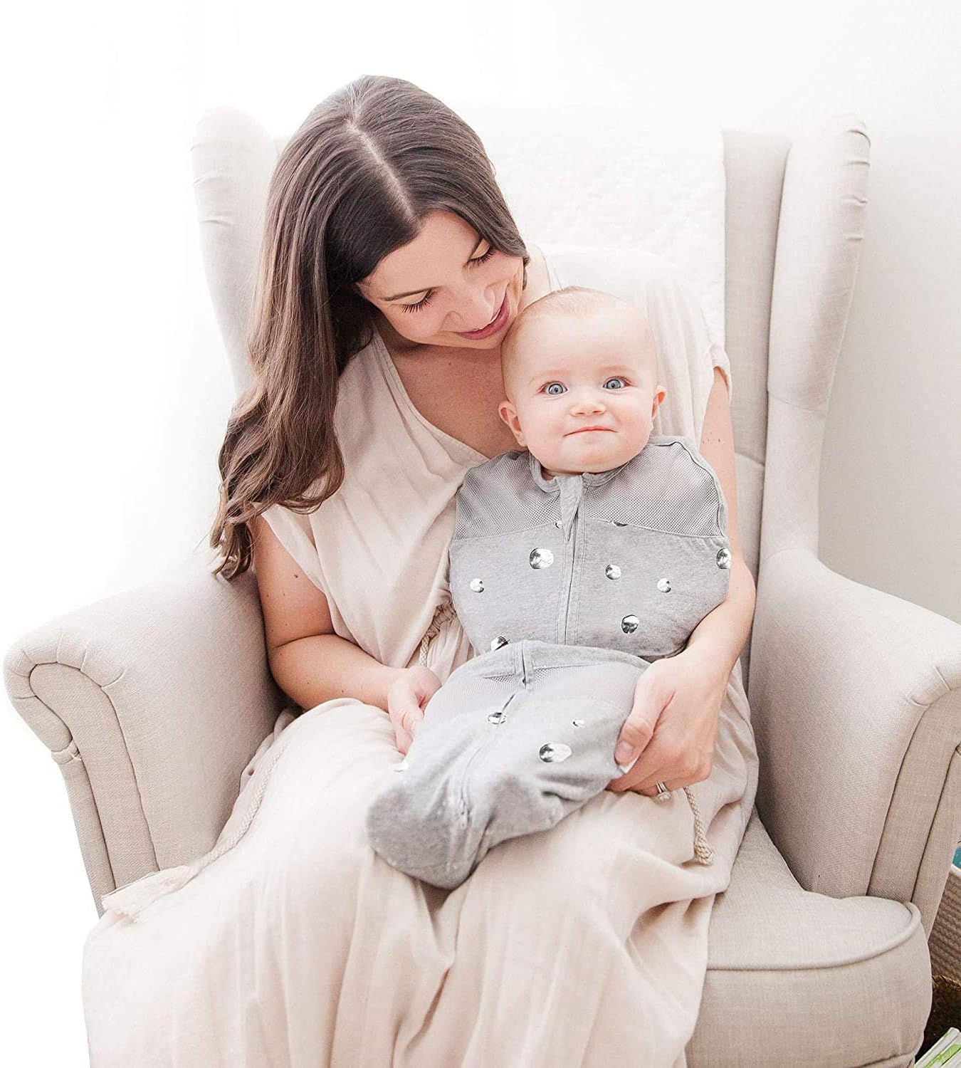 Happiest Baby Sleepea 5-Second Swaddle - 100% Organic Cotton Baby Swaddle Blanket - Doctor Designed Promotes Healthy Hip Development (Teal Stars, Large)