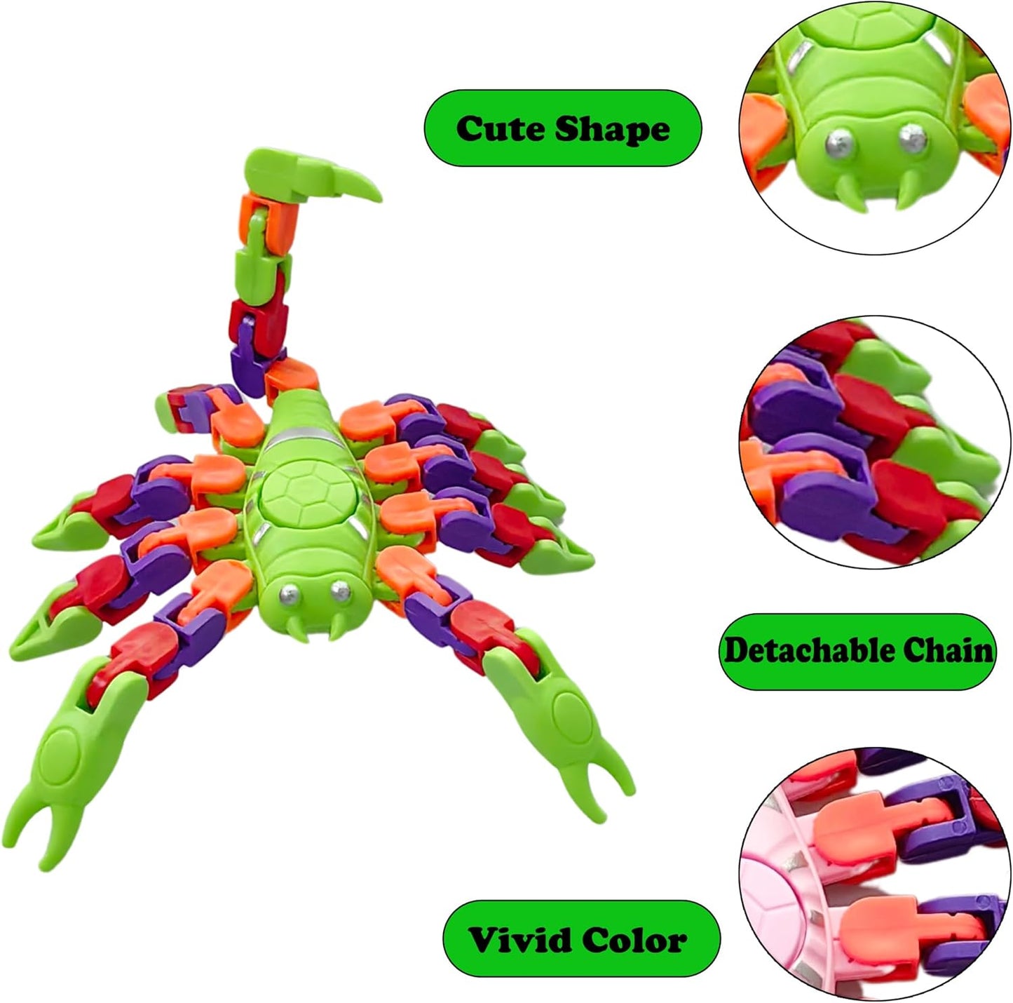 Scorpion Fidget Toy, Animals Fidget Toys for Kids, Wacky Tracks Fidget Toys for Toddlers, Transformable Fidget Toy for Kids with Autism, ADHD, EDC (Scorpion, 4 Pack)