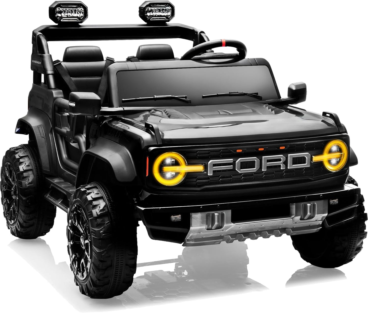 24V Ride on Toys for Big Kids, Licensed Ford Bronco Raptor Electric Car 2 Seater with Remote Control, Kids Ride on Cars w/ 2-Seater, 4.3 Mph Max Speed, Soft Start Function (24V, Black)