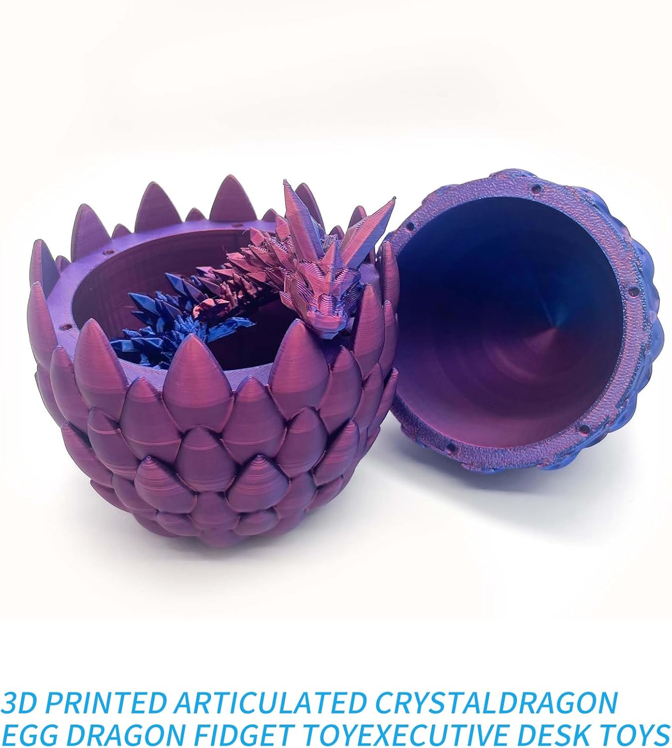 Easter Dragon Eggs 3D Printed Dragon Egg with Dragon Inside Articulated Crystal Dragon Fidget Toy Mystery Easter Suprise Home Office Decor Executive Desk Toys