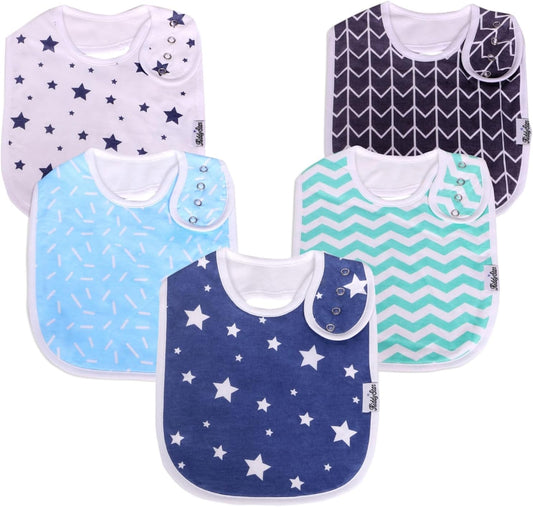 Organic Cotton Baby Bibs – Soft Teething & Drool Bib for Newborns & Toddlers – Hypoallergenic, Absorbent, Snaps