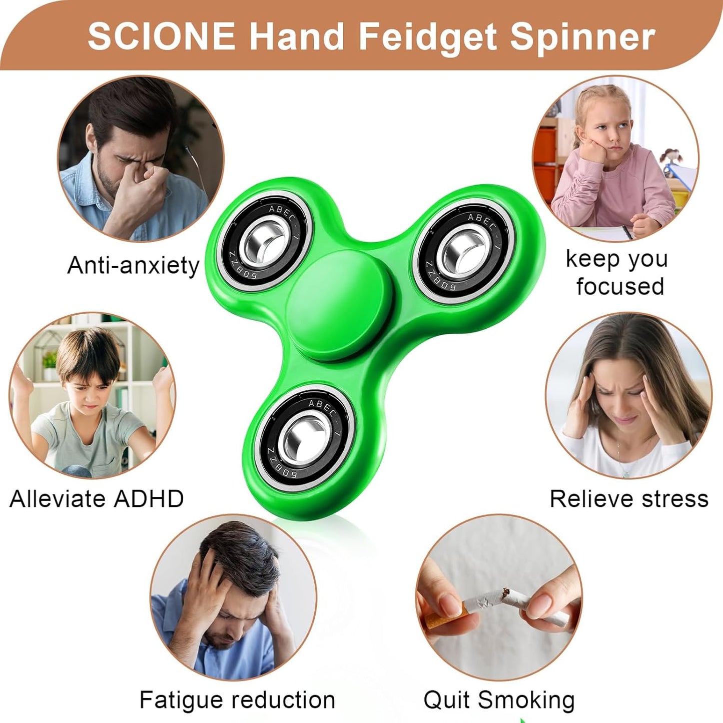 SCIONE Fidget Spinner Toy 1 Pack, Stress Anxiety Relief Sensory Fidget Toys for Kids Adults, Cool Fidget Spinners for ADHD Autism Birthday Gifts Stocking Stuffers Classroom Prizes for Boys Girls