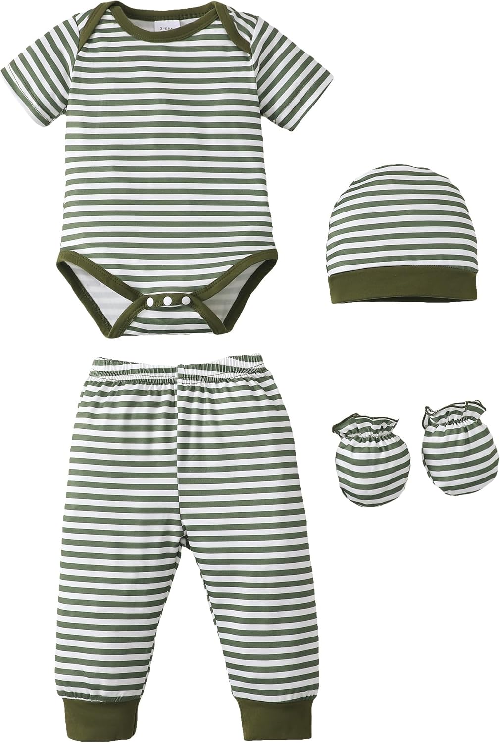 NZRVAWS Newborn Baby Boy Girl Clothes Unisex Infant Romper Pants Set Hat 4-Pack Outfits 0-12 Months 16 Pieces Toddler