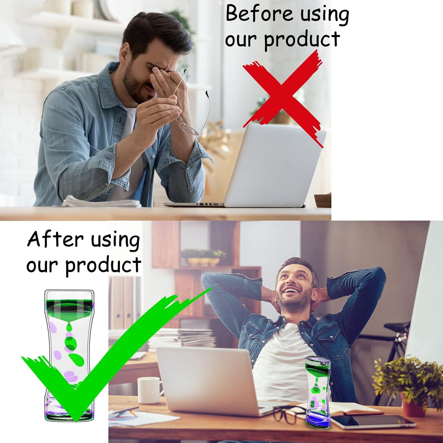 Liquid Motion Bubbler Timer Pack of 8 Great Desktop Colorful Hourglass Liquid Bubbler Small Calming Relaxing Toys Sensory Anxiety Autism ADHD Fidget Toys