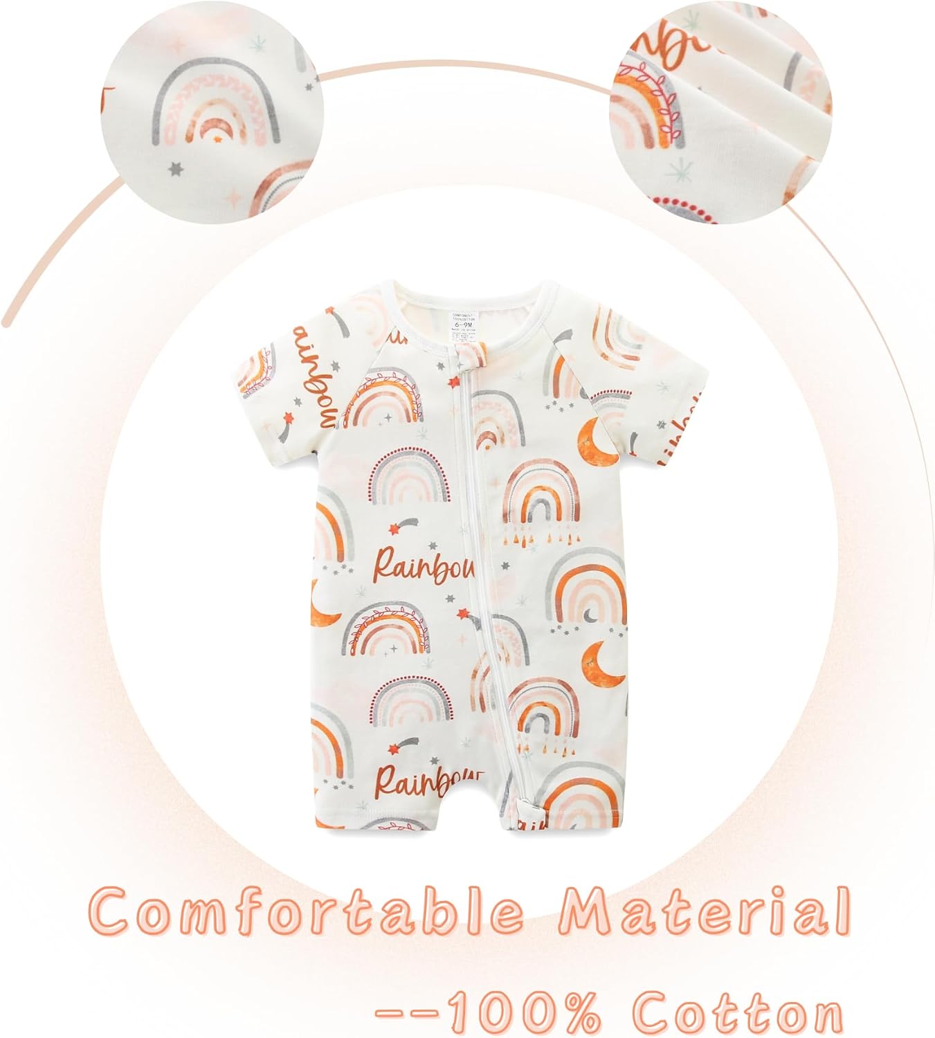 Unisex Summer Trendy 2-Pack Rompers Short Sleeve Zipped Bodysuit Infant Cotton Outfits