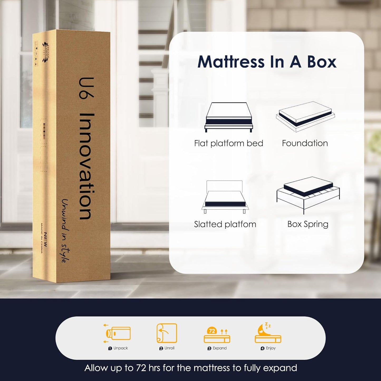 10 Inch Gel-Infused Memory Foam Mattress King Size,Medium Soft with Removable Washable Cover Cooling Gel Bed in a Box,CertiPUR-US Certified,80"X76"X10" Navy Blue