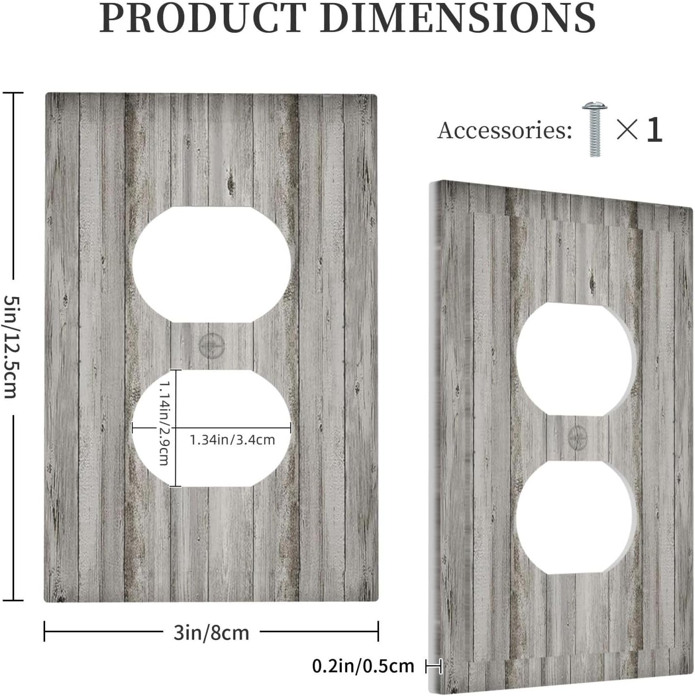Outlet Covers Farmhouse Rustic Grey Barn Door Wood 1 Gang Duplex Wall Plate Decorative Switch Plates Electrical Receptacle Faceplate Light Switch Cover for Bedroom Cabin Decor