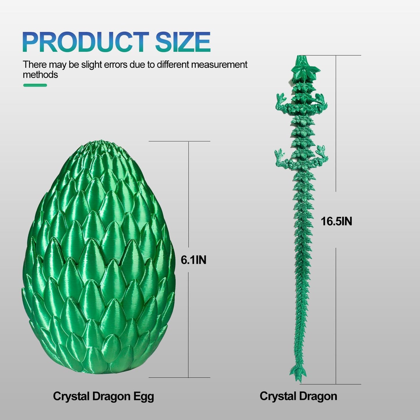 Dragon Eggs with Dragon Inside, 16.5 Inch Large 3D Printed Dragon Egg Articulated Dragon Crystal Dragon Executive Desk Toys Fidget Toy for Autism/ADHD (Red, only Dragon)