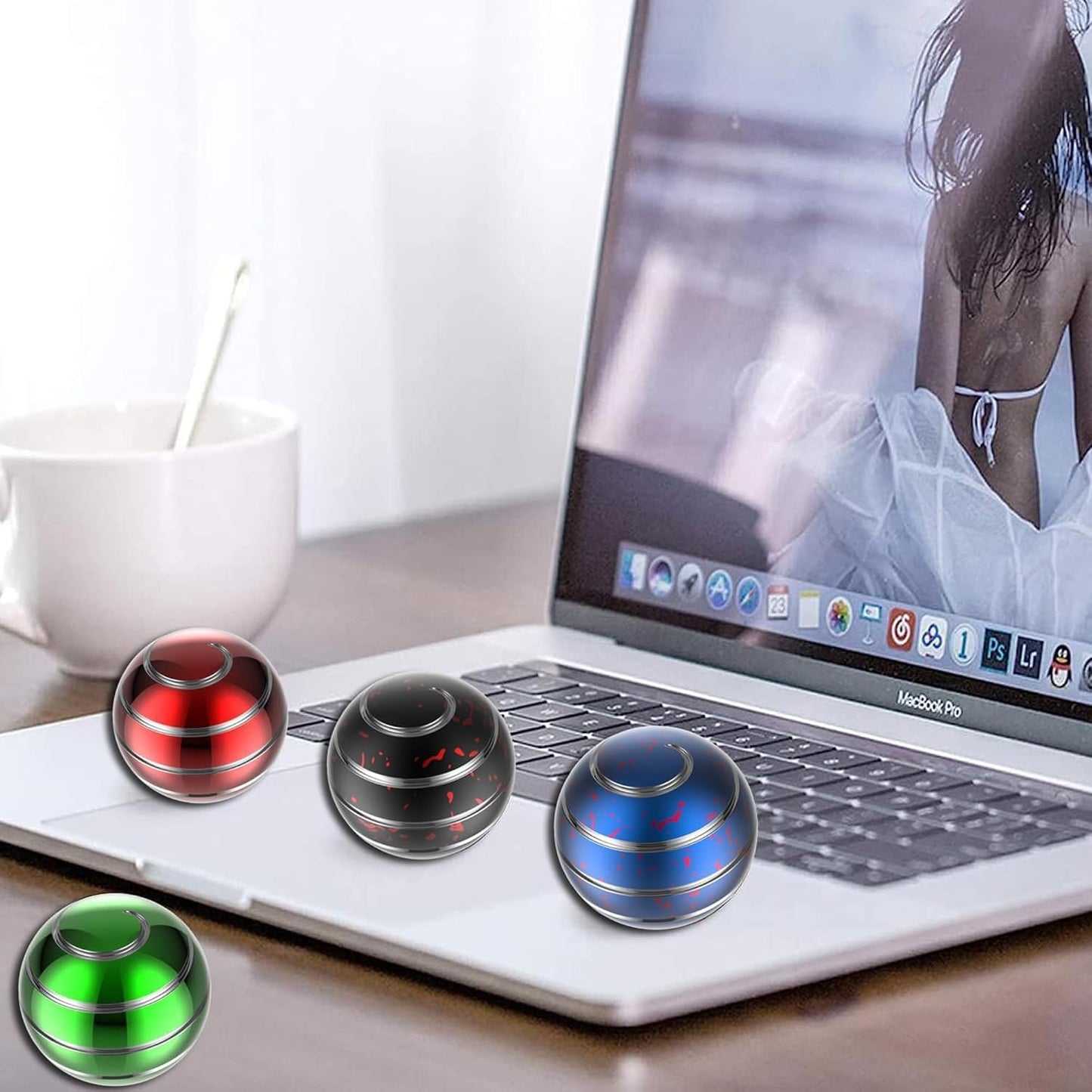 Desk Toys, 1.77'' Kinetic Spinning Ball for Adults, Kinetic Fidget Desk Toys for Party Favors, Christmas Stocking Stuffers, Easter Basket (45MM, Green A)