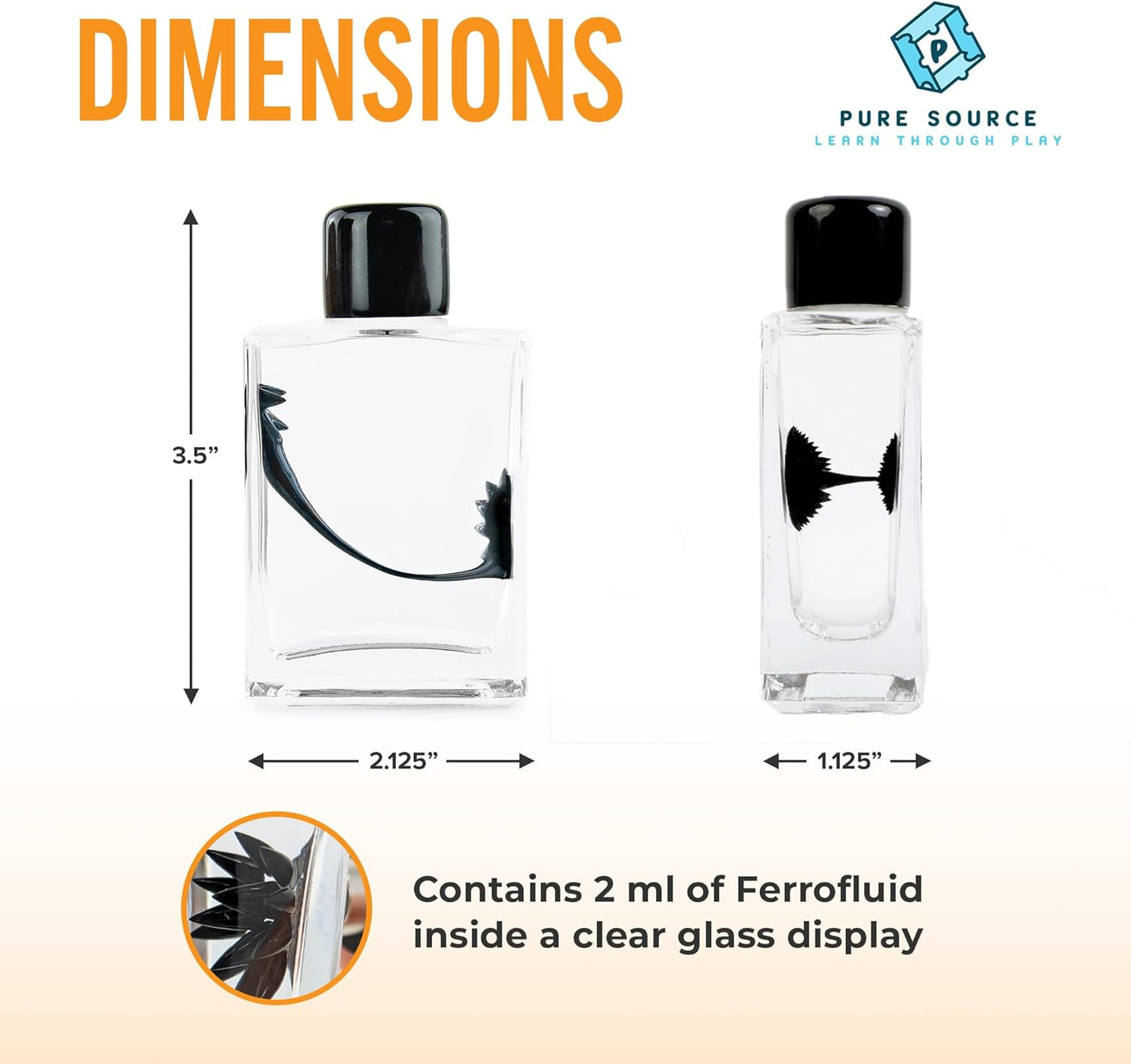 FerroFluid Display Toy Bottle – Ferro Fluid Liquid Metal STEM Toy, Magnetic Desk Toy with Neodymium Magnets, Interactive Kids & Adults Physics Toy, Educational Iron Filings Magnet Science Kit