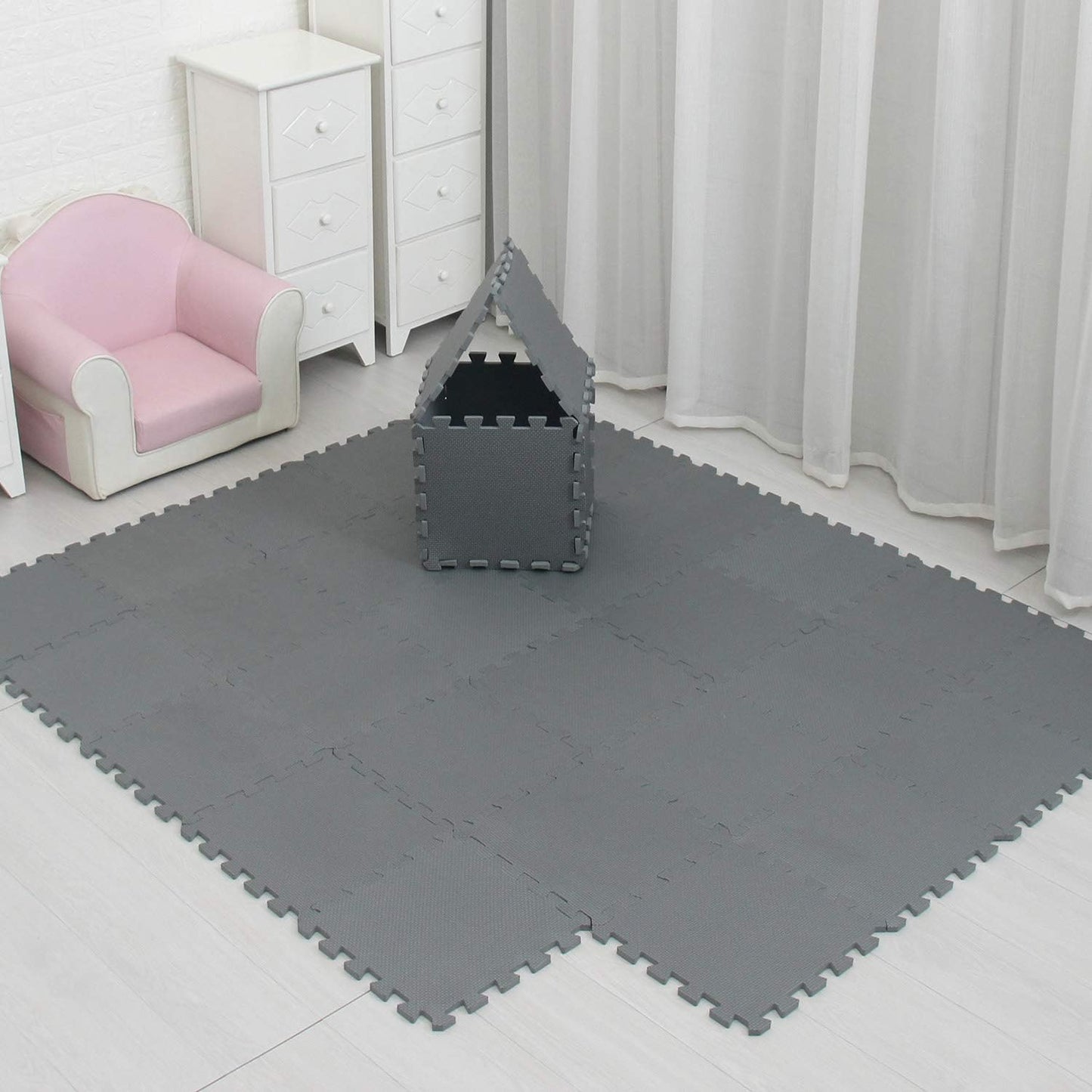 MQIAOHAM® 18 Pieces Puzzle Play Mats, Soft Baby Play Mat, Kids Interlocking Foam Floor Tiles, Toddlers Carpet Playmats G301018-112