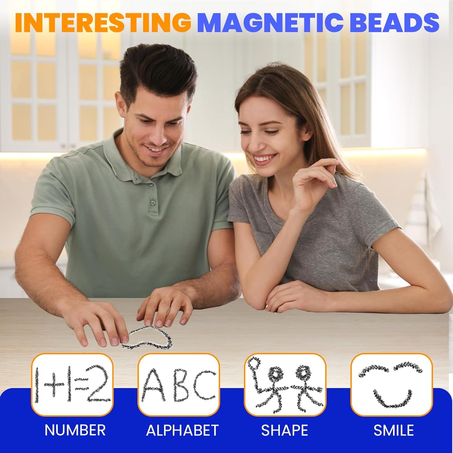 Magnetic Balls Over 1000 PCS Mini Magnetic Putty, with 2 Big Smooth Magnetic Beads, Fidget Toys for Adult, Weak Ferrite Putty Desk Toys for Office (Black)