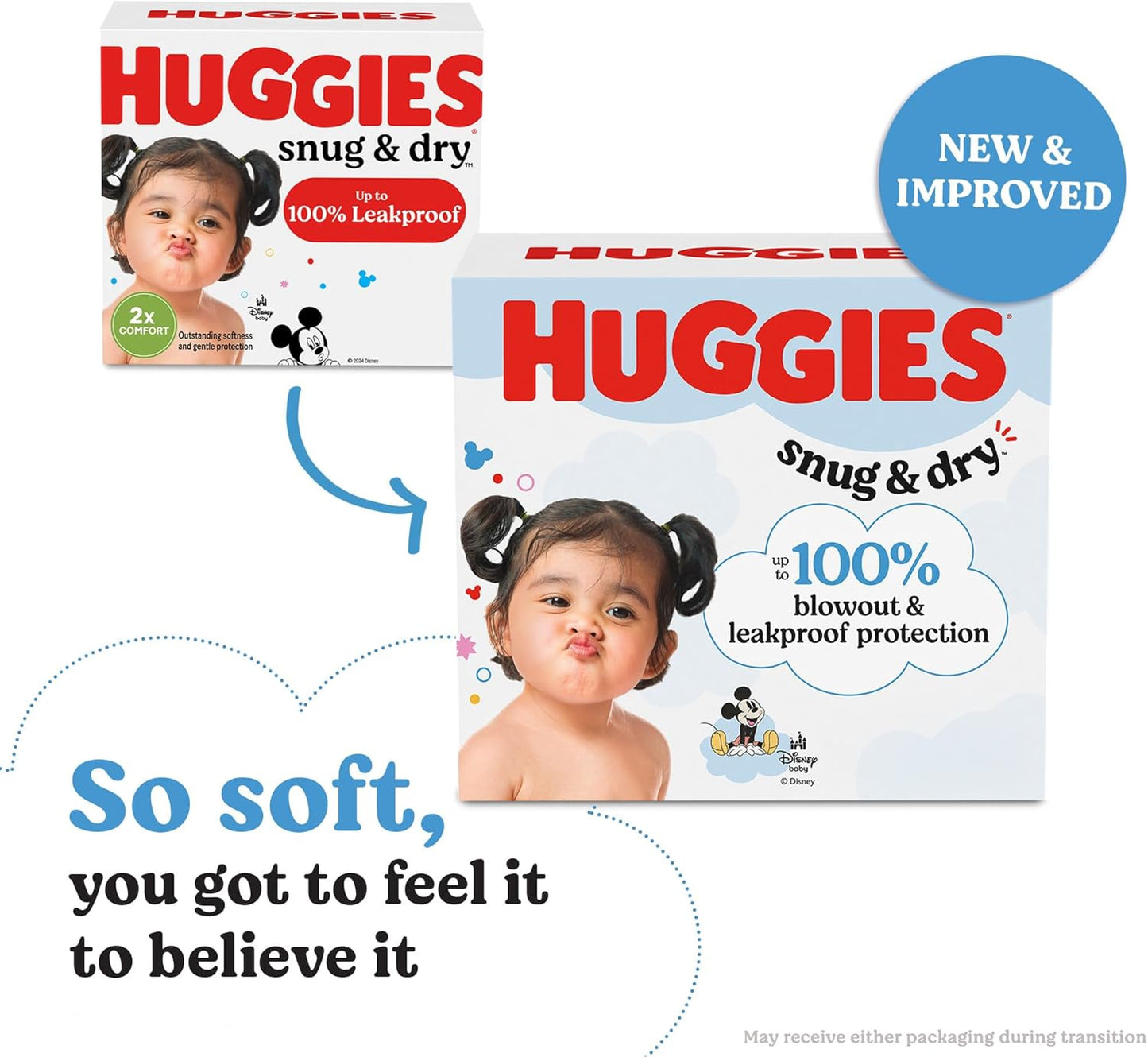 Huggies Size 1 Diapers, Snug & Dry Newborn Diapers, Size 1 (8-14 lbs), 128 Count, Packaging May Vary