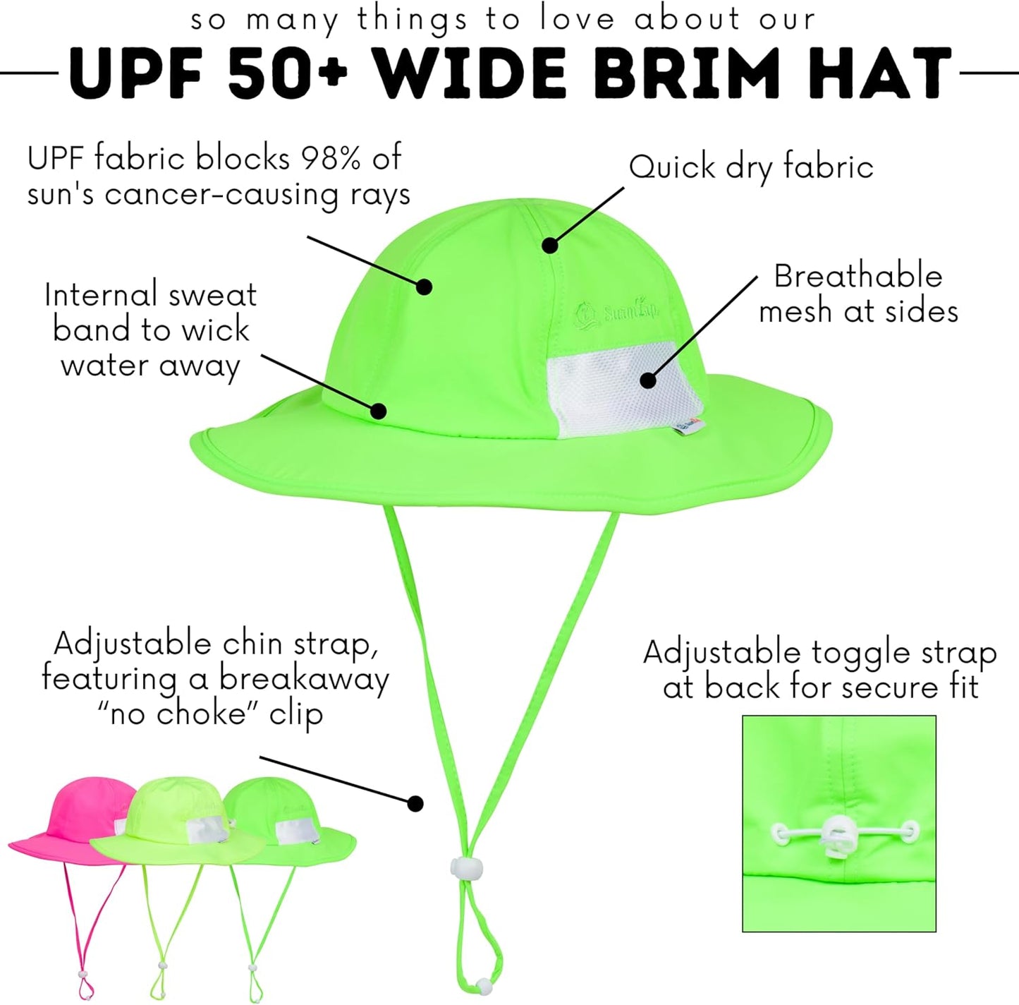 SwimZip Wide Brim Sun Hat | UPF 50+ Protection for Baby, Toddler, and Kids