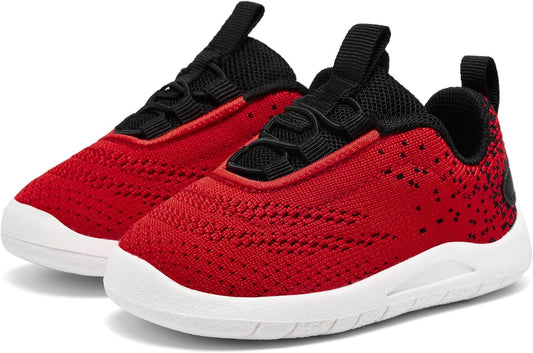 MORENDL Toddler Slip On Sneakers Baby Walking Shoes Non-Slip Breathable Unisex Pink Mesh Lace-Up Athletic Sneakers Infant Running Shoes