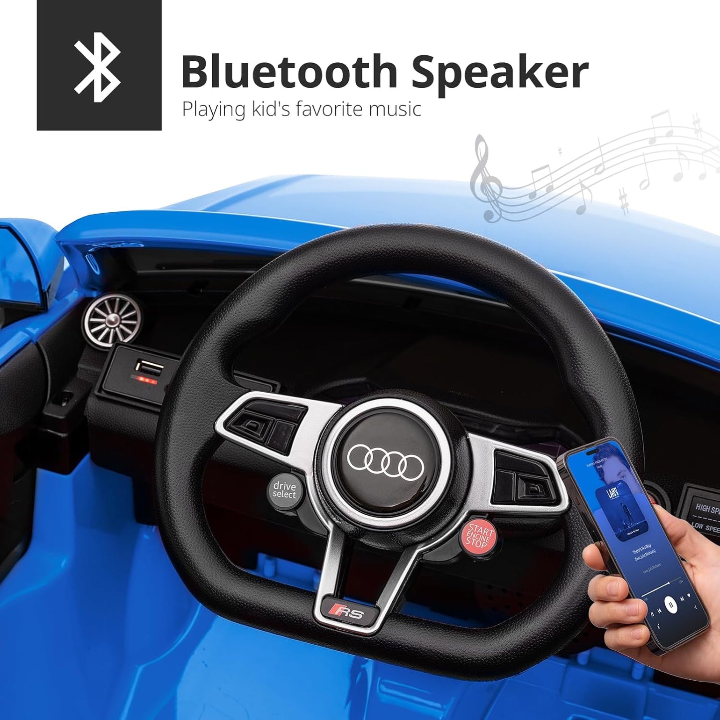 Licensed Audi Electric Kids Car, 12V Kids Ride-on Toy Car for Toddlers w/Remote - Dark Blue