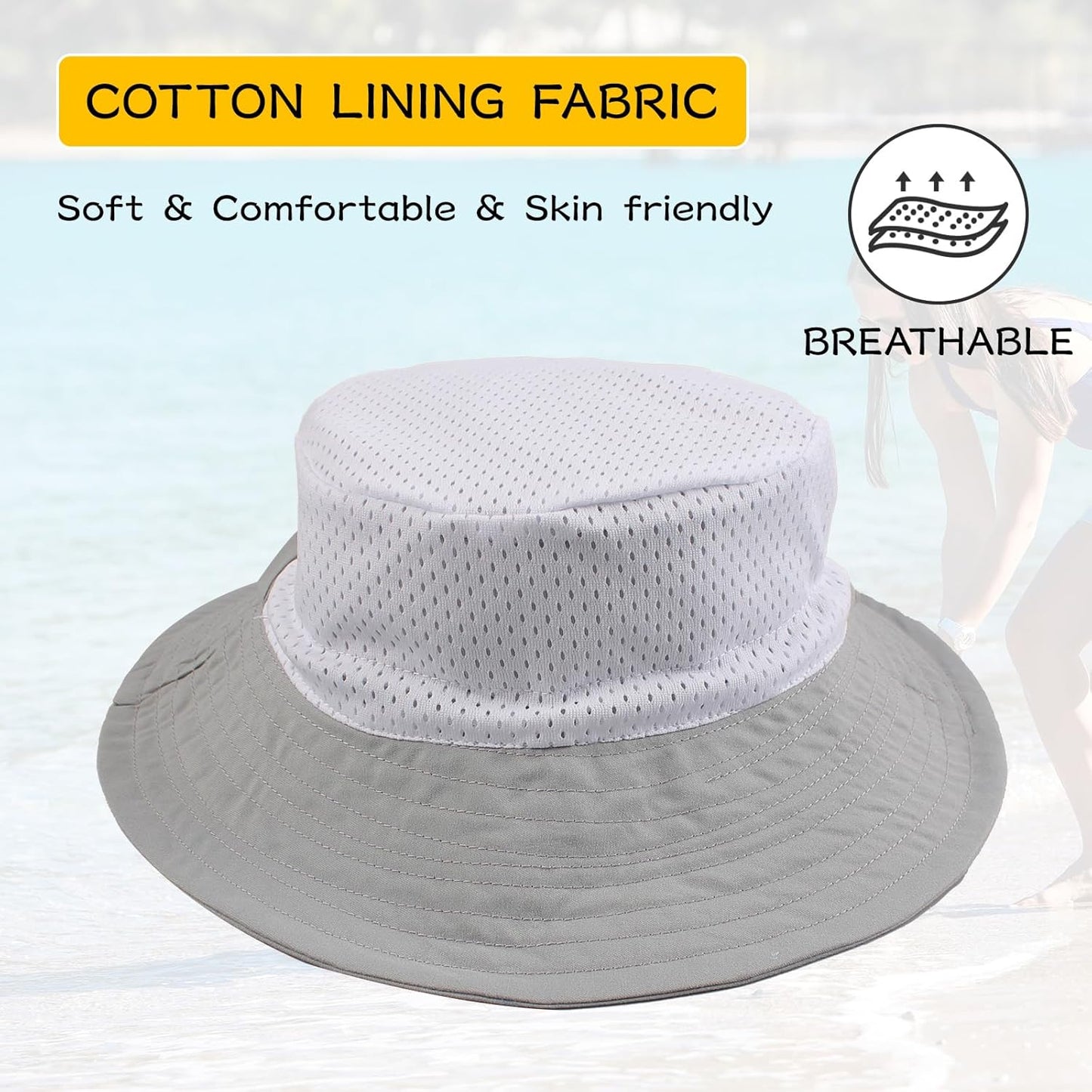 Peecabe Summer Baby Sun Hat for Boys Girls UPF 50+ Wide Brim Toddle Bucket Hat Adjustable Baby Beach Cap 0-8 Years