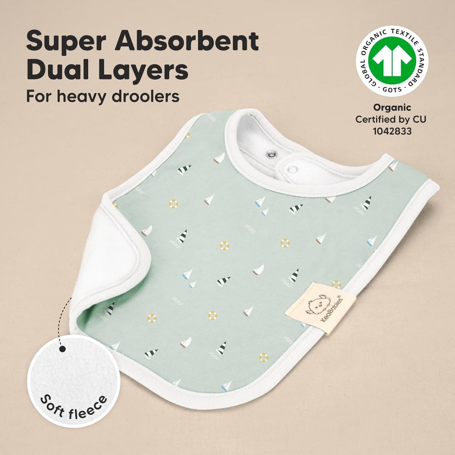 KeaBabies 8-Pack Organic Baby Bibs for Boys, Girls - Super Absorbent Cotton Drool Bibs for Baby Girl & Boy, Teething Toddler, Drooling Newborn, Ultra Soft & Machine Washable (Vessels)
