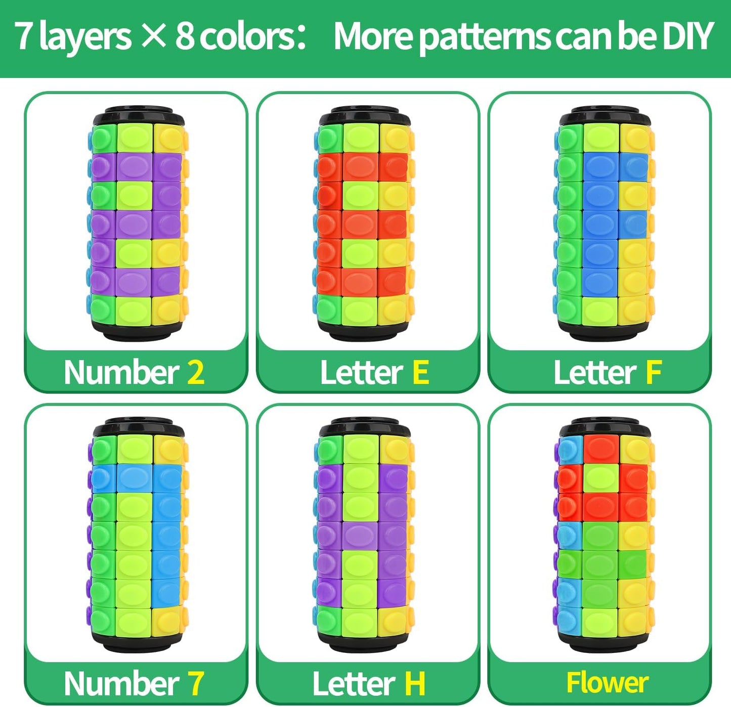 Rotate and Slide Puzzle, Finger Spinner Puzzle, Fidget Toys, Decompression Toy, 8 Colors,7 Layers, Educational Sensory Toy for Kids Adults (8 Colors X (4 Layers + 8 Layers))