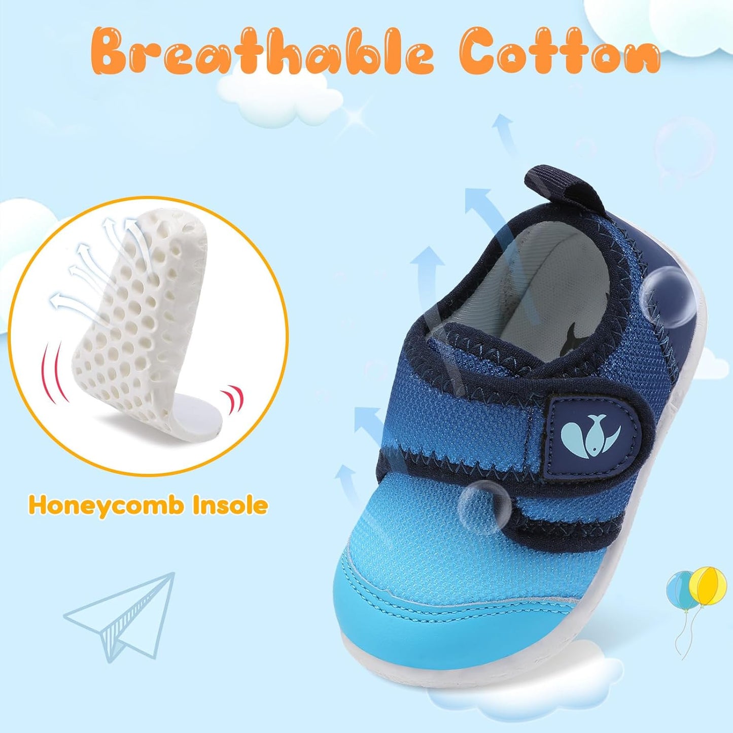 FEETCITY Baby First Walking Shoes Boys Girls Infant Sneakers Crib Shoes Breathable Lightweight Slip On Shoes