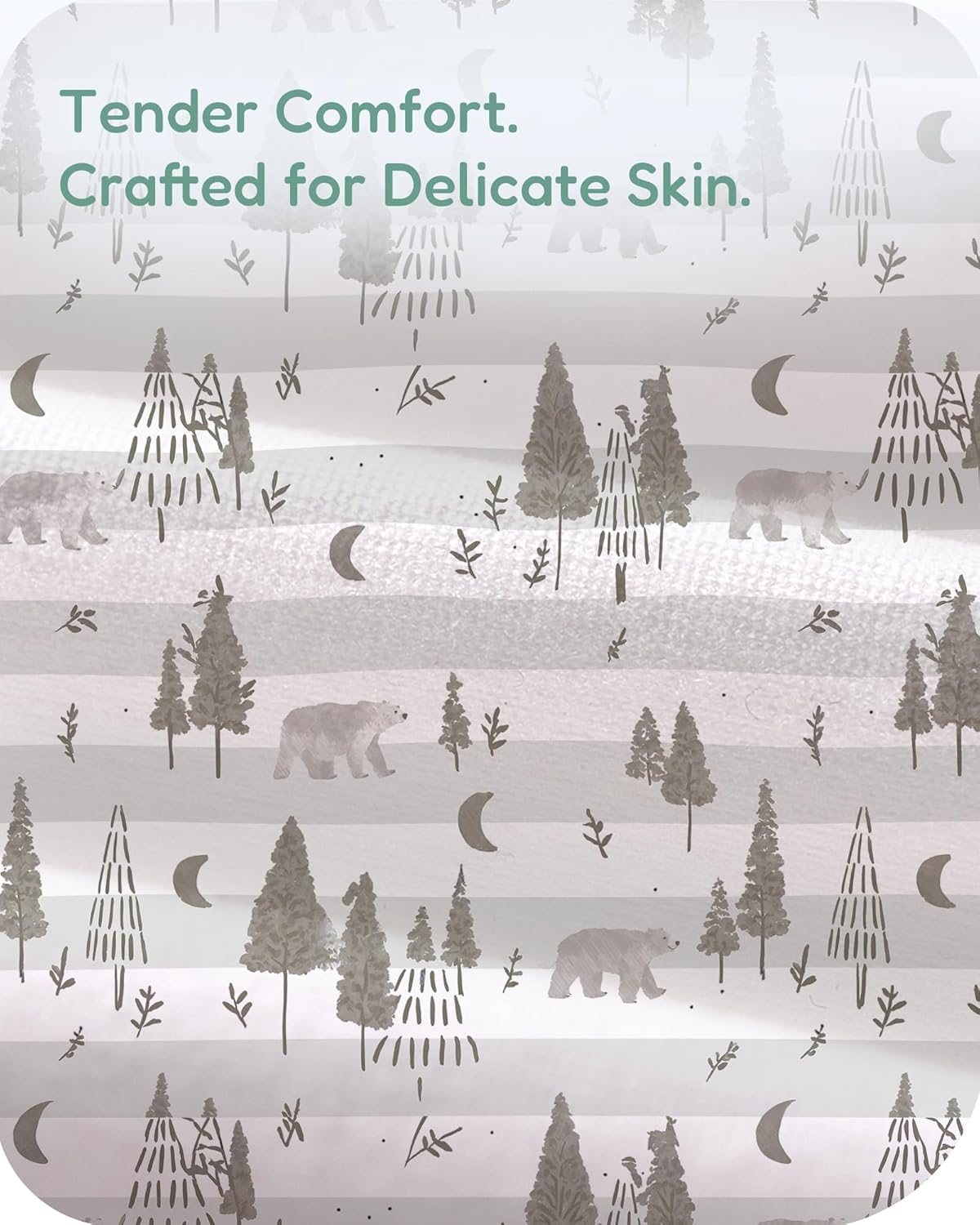 Pack and Play Sheets Fitted, Beige Trees&Leaf Design, Hypoallergenic, Soft and Safe, 2 Pack for Boys and Girls