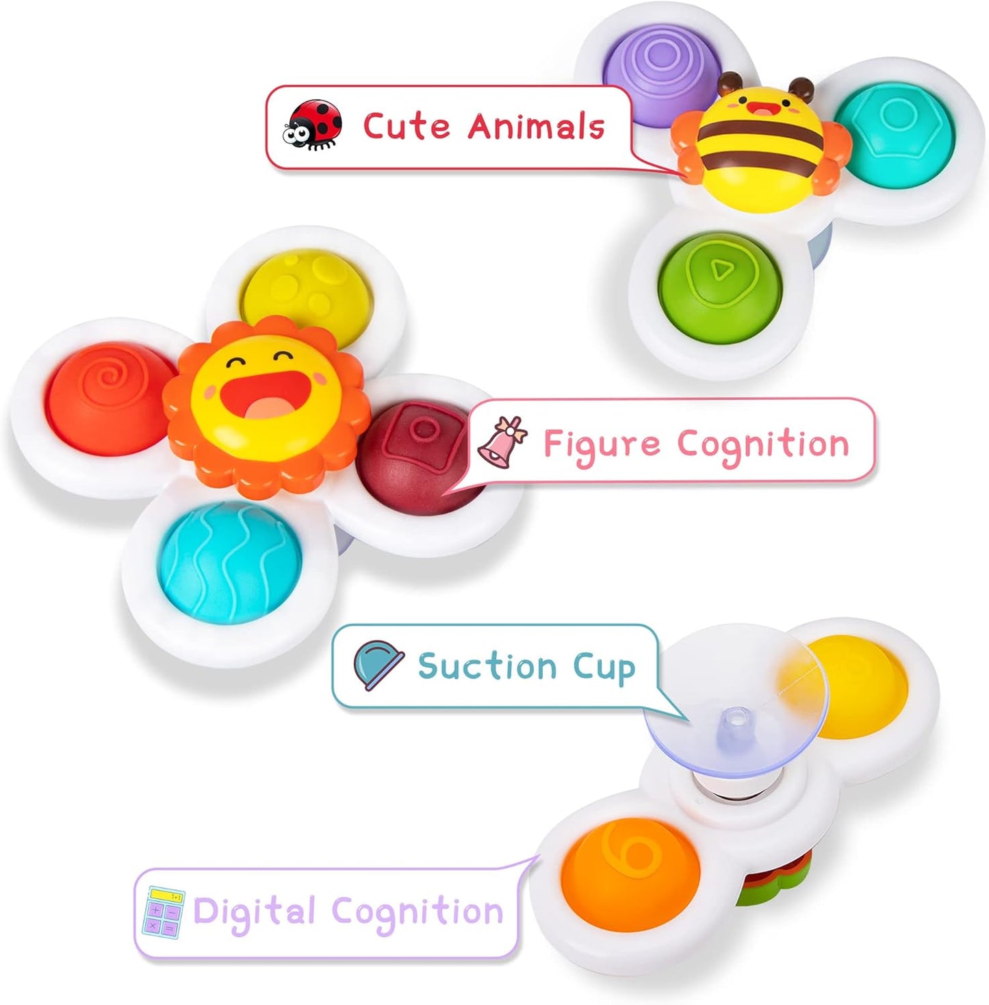 Suction Cup Spinner Toys for 1 Year Old Boy Gifts, Spinning Top Baby Bath Toys 6-12-18 Months, 1st One Year Old Girl Christmas Birthday Gifts Travel Sensory Toys for Toddlers 1-3