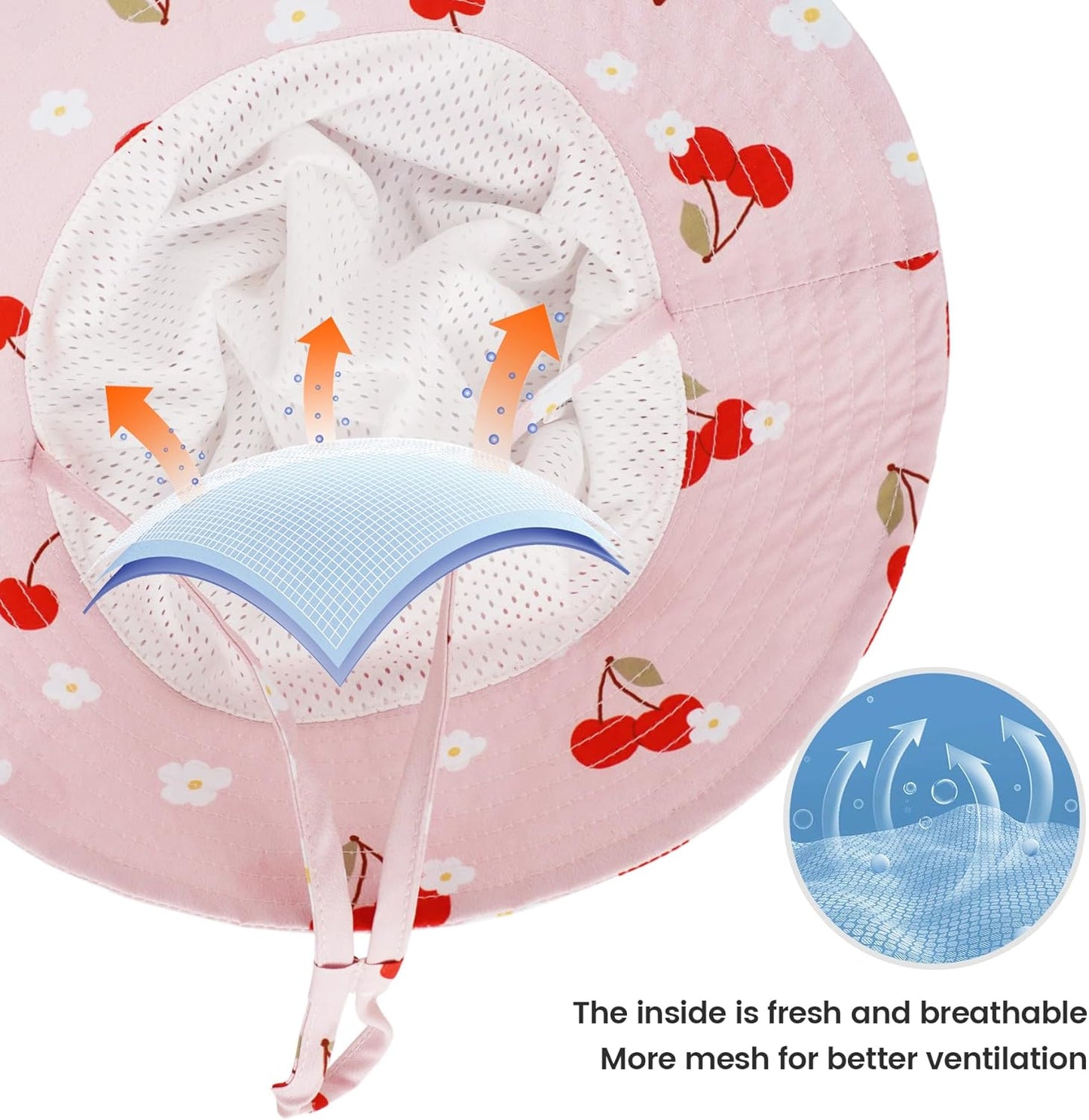 Baby Sun Hat 0-6 Years Toddler Boys Girls Adjustable Bucket Hats Kids Bucket Hats UPF 50+ Wide Brim Beach Swim Pool