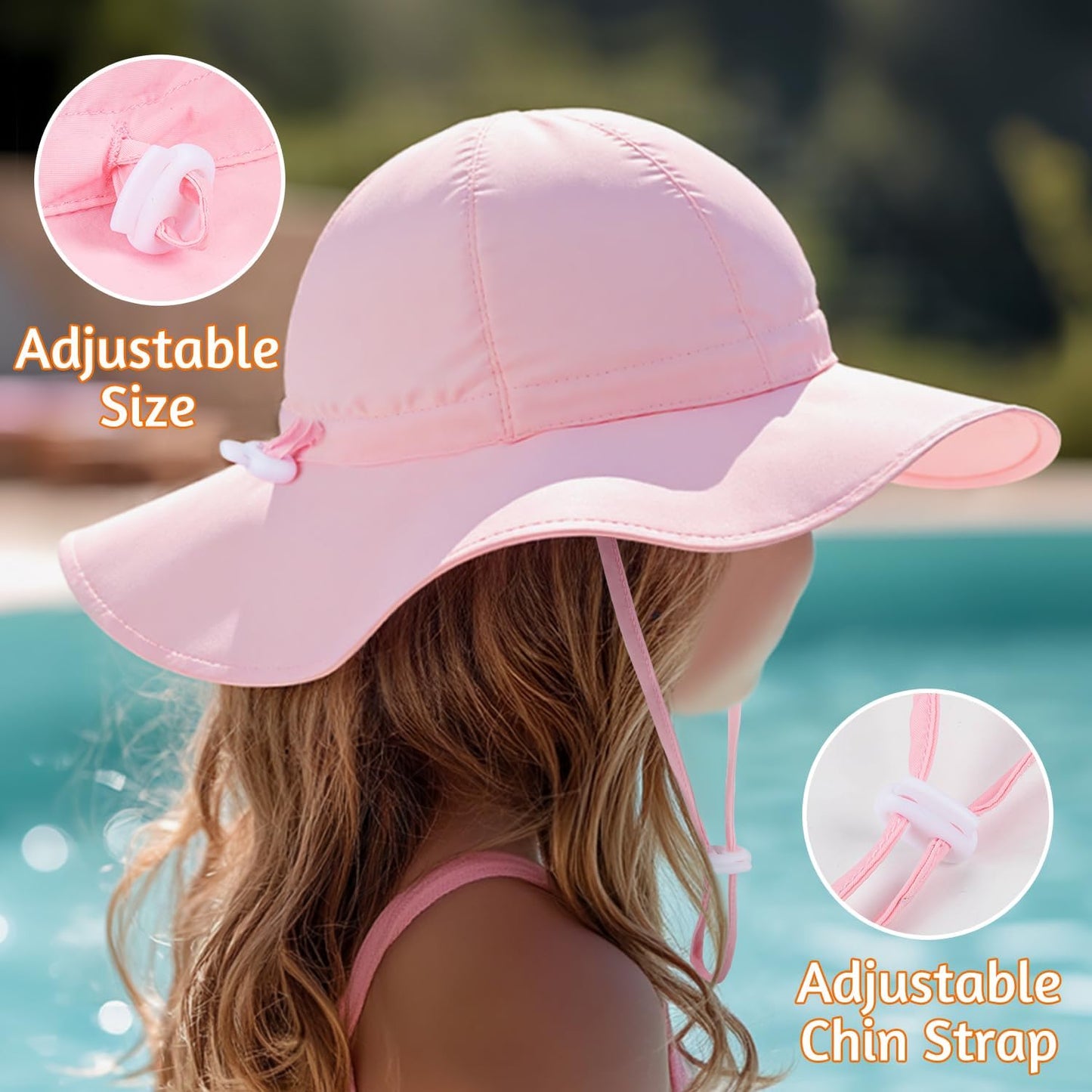 Baby Sun Hat Toddler Girl Beach Hat Adjustable Outdoor Summer Hat UPF 50+ Sun Protection Wide Brim Infant Kids