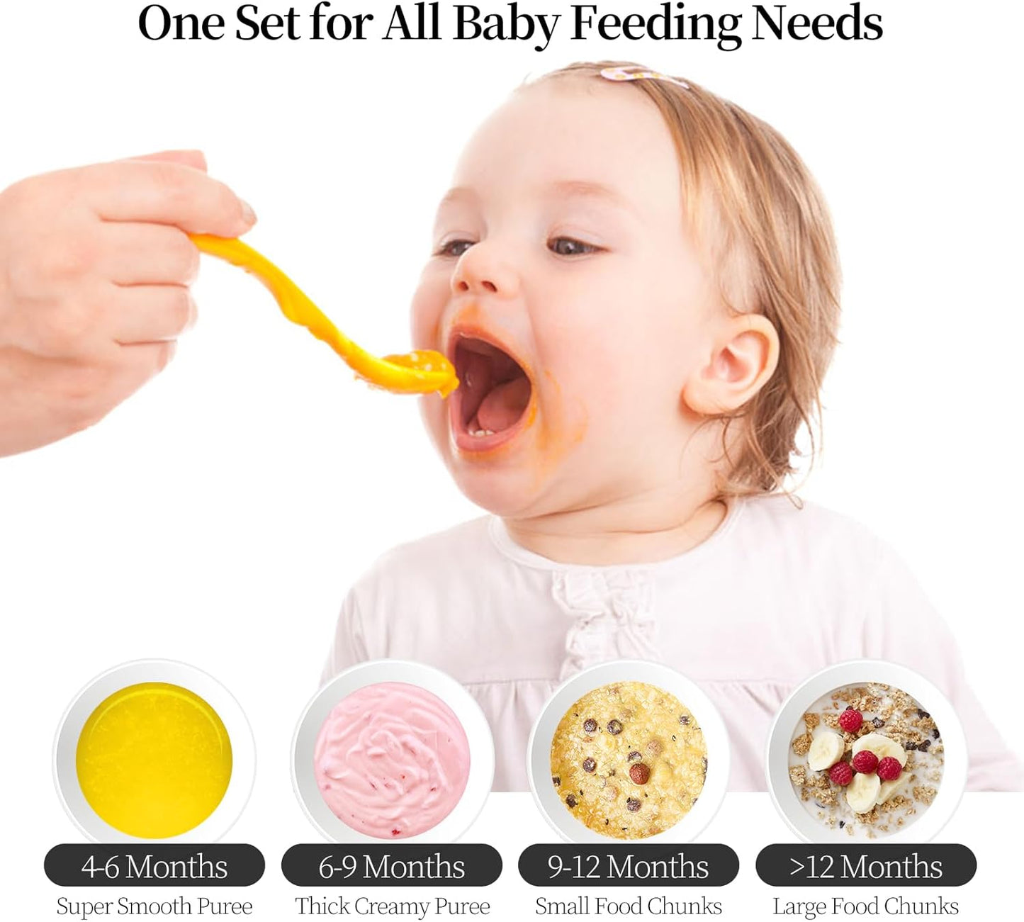 Baby Food Maker Mini Cute and Small Food Processor Puree Blender Grinder Chopper 300ml Cup Glass Bowl with 8 Blade Electric (Spaceman-Blue)