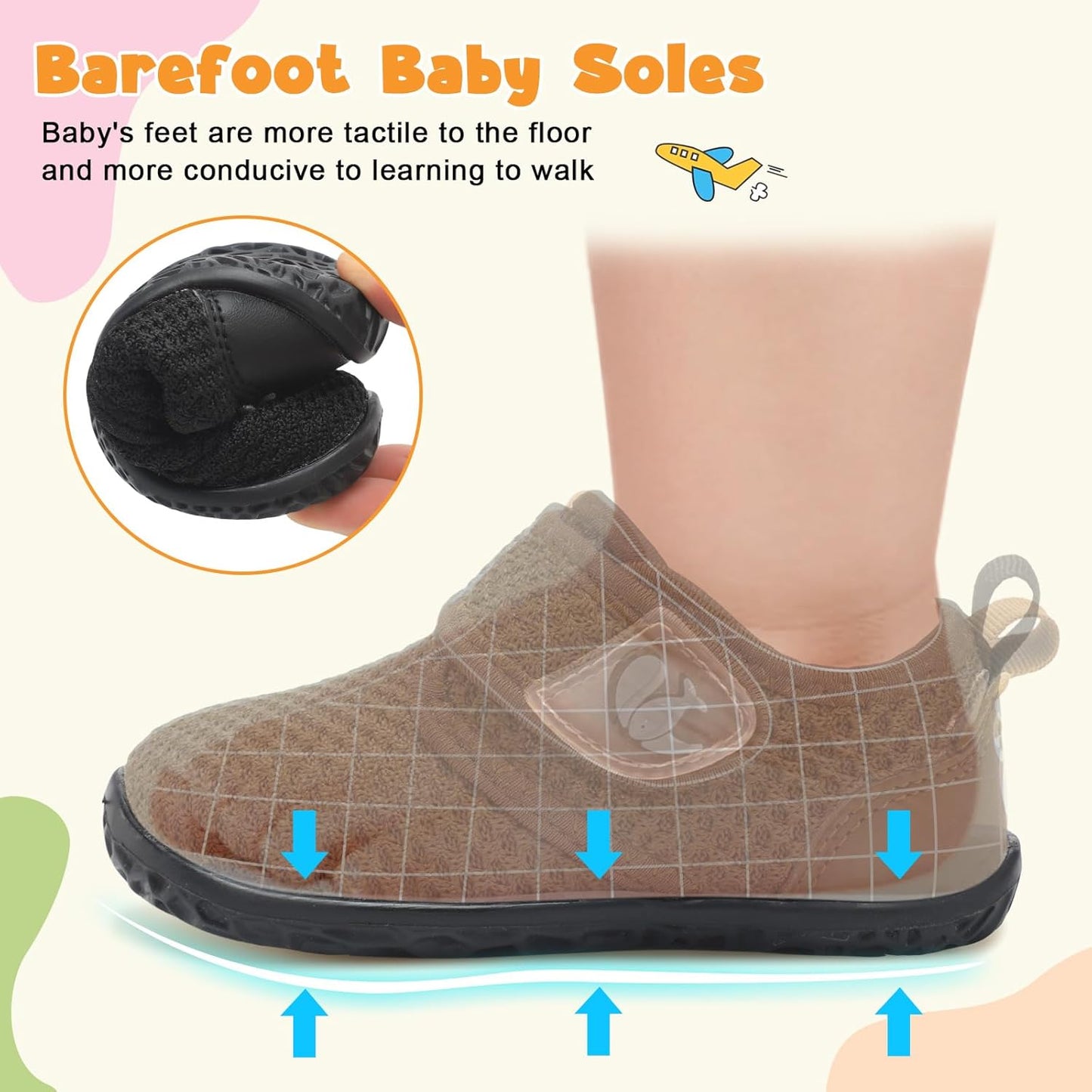 FEETCITY Baby Walking Shoes Barefoot Baby Shoes Infant Sneakers Newborn Crib Shoe Lightweight Flexible Slip On Shoe