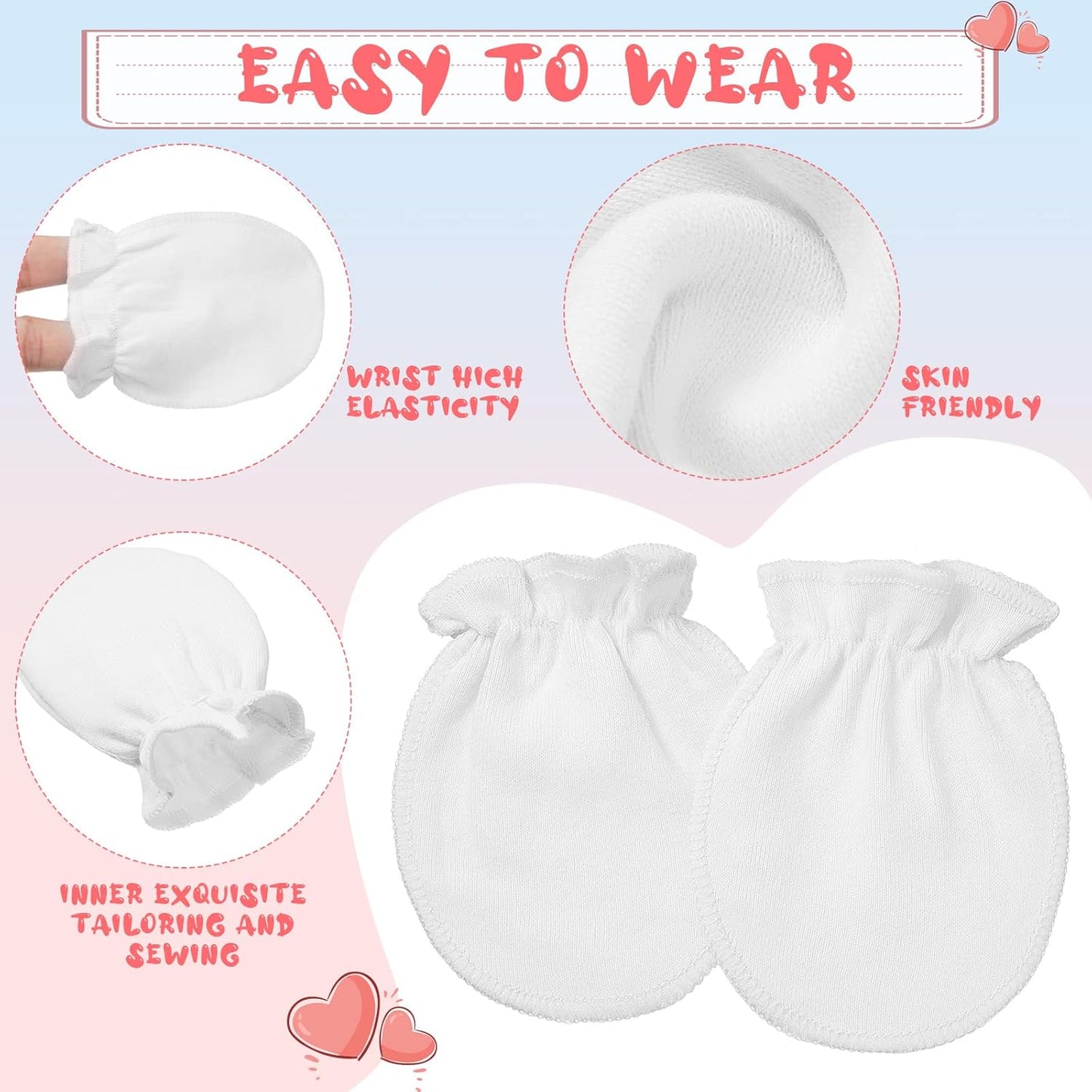 9 Pairs Newborn Baby Boys Girls Mittens 0-6 Months Infant Toddler Mittens No Scratch Solid Color Gloves