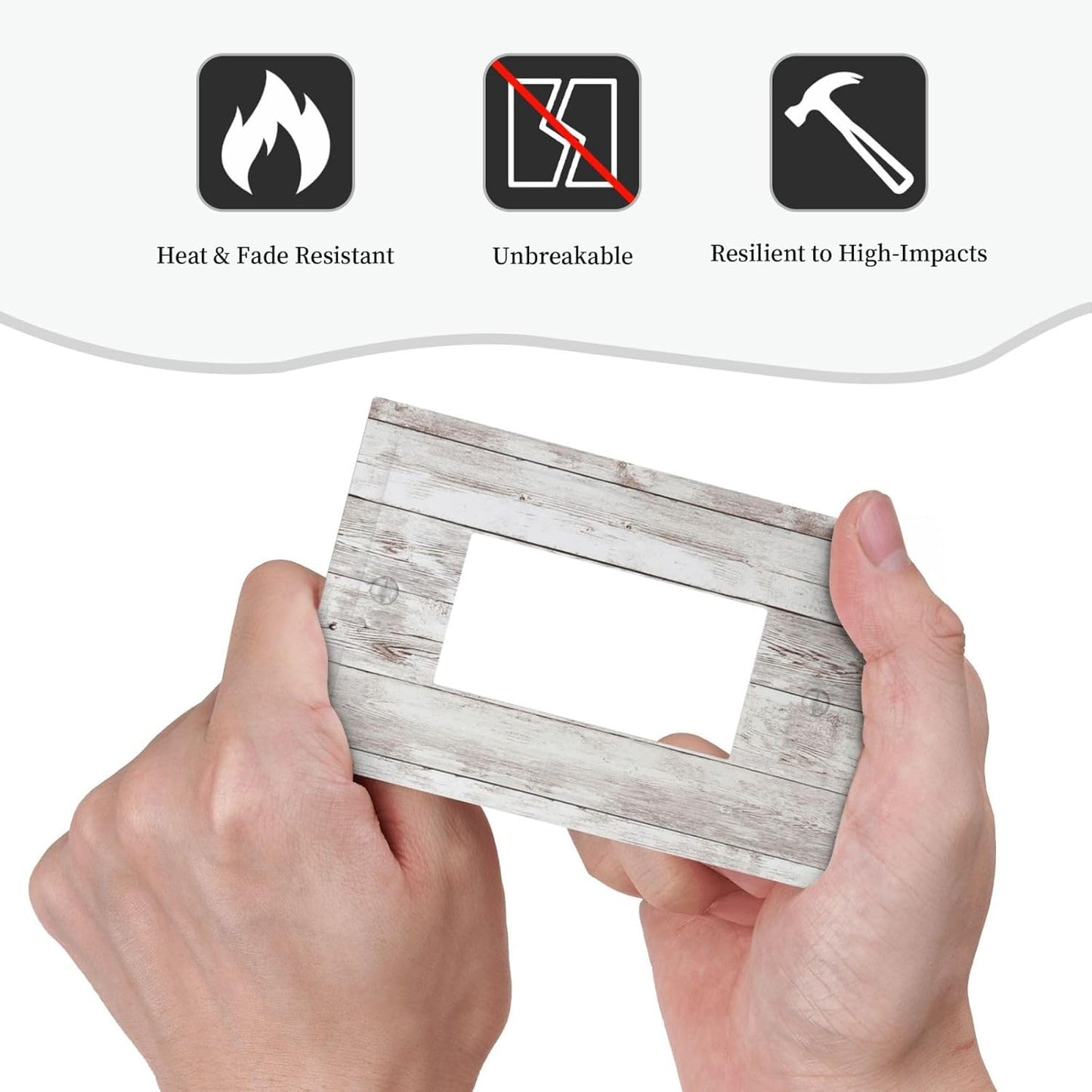 Decorative Outlet Covers Rustic Vintage White Wood Grain 1 Gang Single Rocker Light Switch Cover Plate Wall Plates GFCI Faceplate for Farmhouse Home Decor