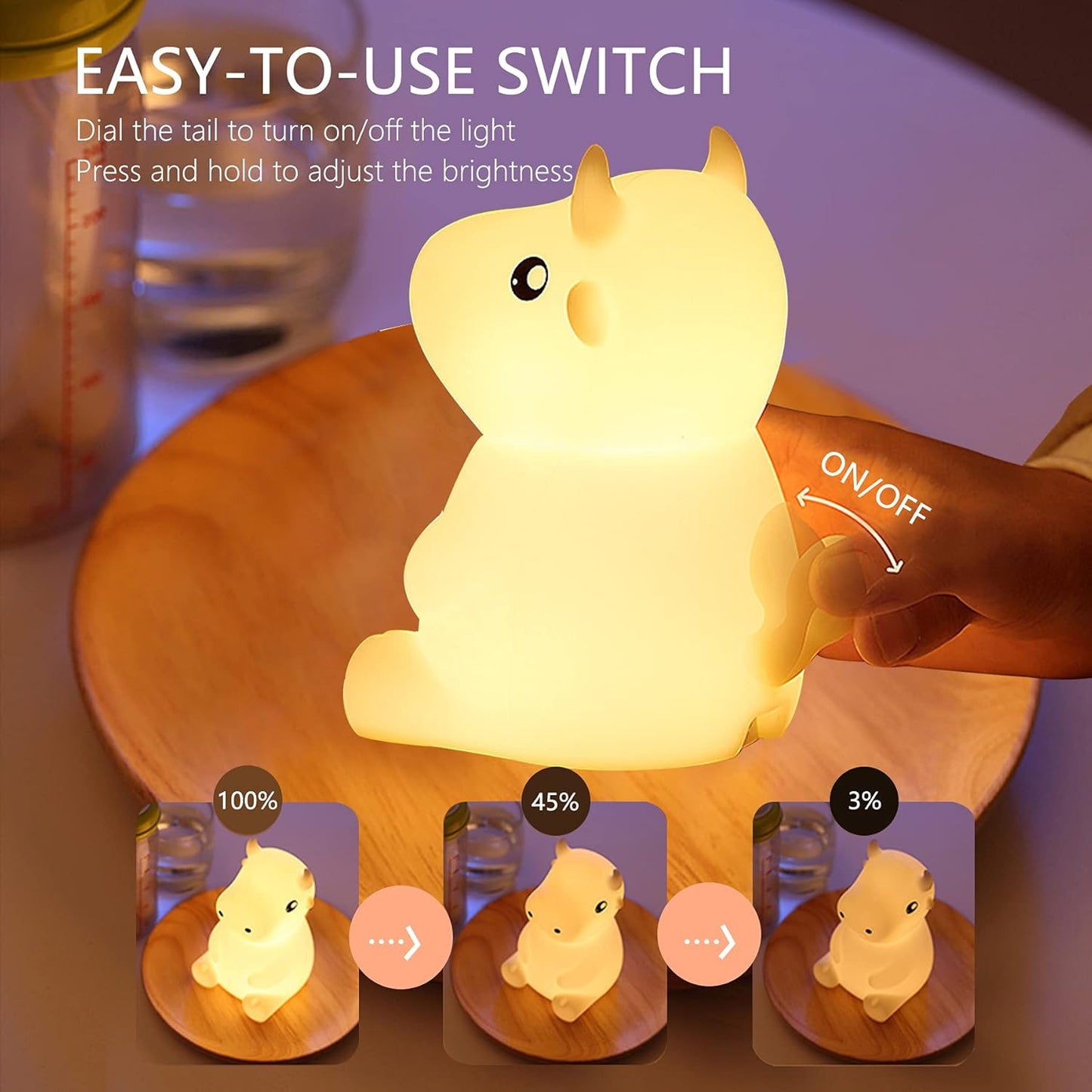 QANYI NRITY, Cute Night Light for Kids-7 Color Changing Silicone Cow LED Nightlight, Nursery Lamp with Timer ,Cow Room Dcor Lamp for Toddler, Baby, Boys, Children Gift,Bedroom