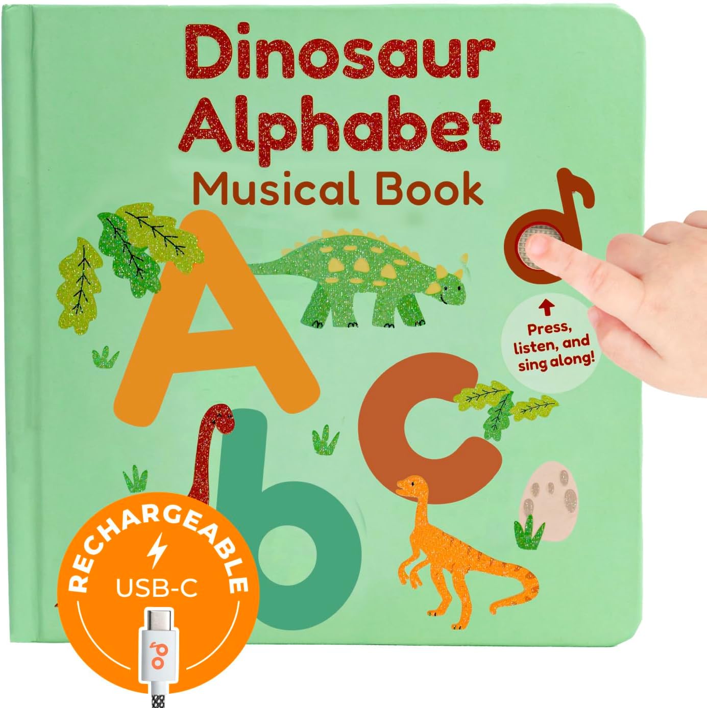 Cali's Books Dinosaur Alphabet Book for Toddlers 1-3 - Learn Dino ABC, Musical Books for Kids, Interactive Talking Baby Toddler Sound Book, Educational Song Learning Toys Singing Music Toy for Babies
