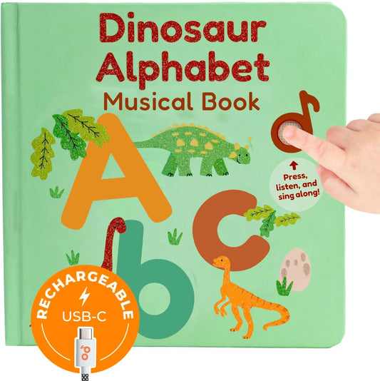 Cali's Books Dinosaur Alphabet Book for Toddlers 1-3 - Learn Dino ABC, Musical Books for Kids, Interactive Talking Baby Toddler Sound Book, Educational Song Learning Toys Singing Music Toy for Babies