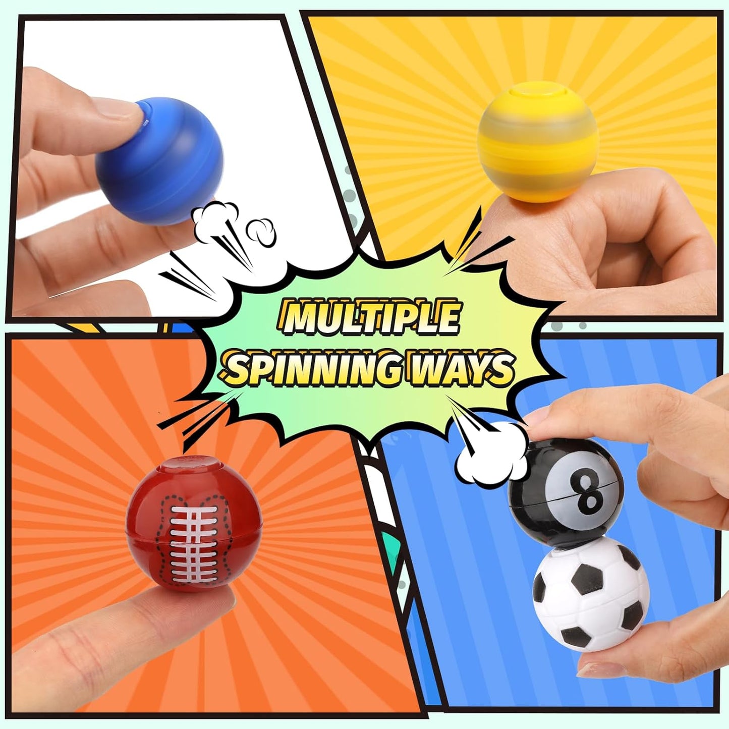 36 PCS Basketball Fidget Spinner, Soccer Ball Stress Relief Toys for Kids Adults, Goodie Bag Stuffers Treasure Box for Classroom Prizes, Sports Balls Party Favors for Easter Birthday Christmas
