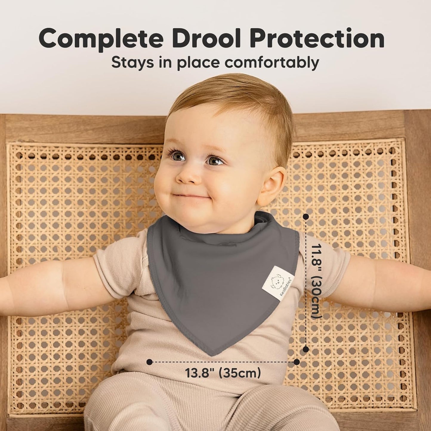 8-Pack Organic Baby Bandana Bibs for Boys, Girls - Super Absorbent Triangle Baby Bibs for Drooling and Teething Infant, 100% Cotton Extra Soft for Newborn, Infant 0-36 Months (Thunder)