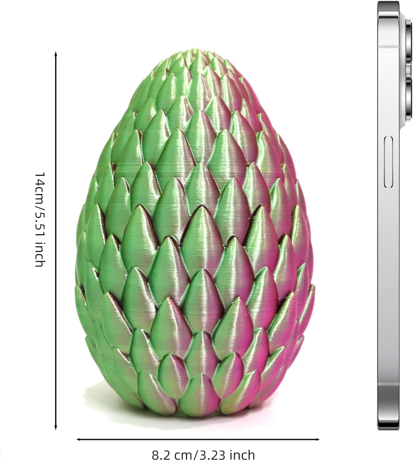 3D Printed Flying Dragon in Egg - 3 Colors Surprise Egg with Flexible Winged Dragon Inside, Mystery Beautiful Fidget Toy, Birthday Gift, Desk Figure Decor (Green Pink Gold)